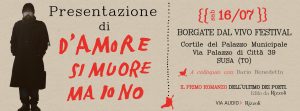 Scopri di più sull'articolo Presentazione “D’amore si muore ma io no” con Guido Catalano (vivo) a Borgate dal vivo Festival di Susa – Ingresso Gratuito